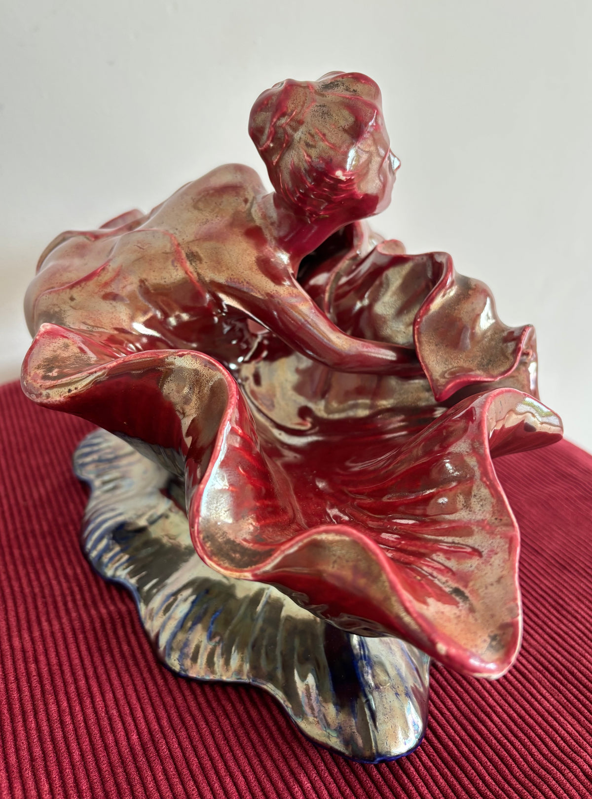 Coupe en céramique d’ art émaillée flammée. Vintage.