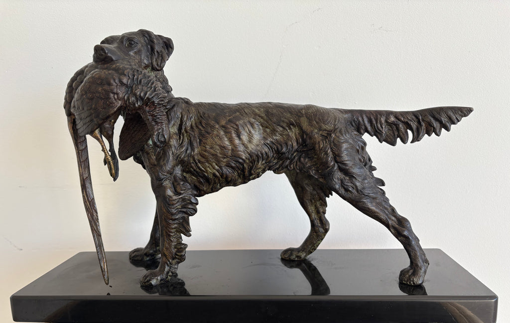 Sculpture « Chien Setter au faisan » d’après J. MOIGNIEZ