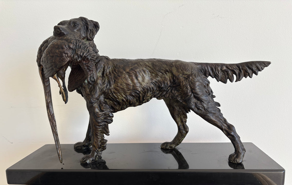 Sculpture « Chien Setter au faisan » d’après J. MOIGNIEZ