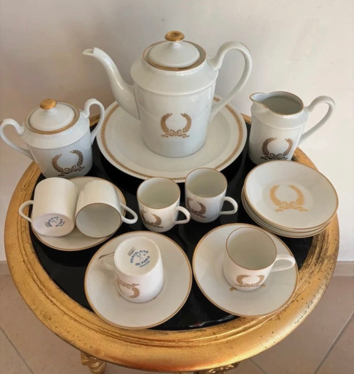Service à café / thé Giraud Limoges et Porcelaine de Paris, style Empire