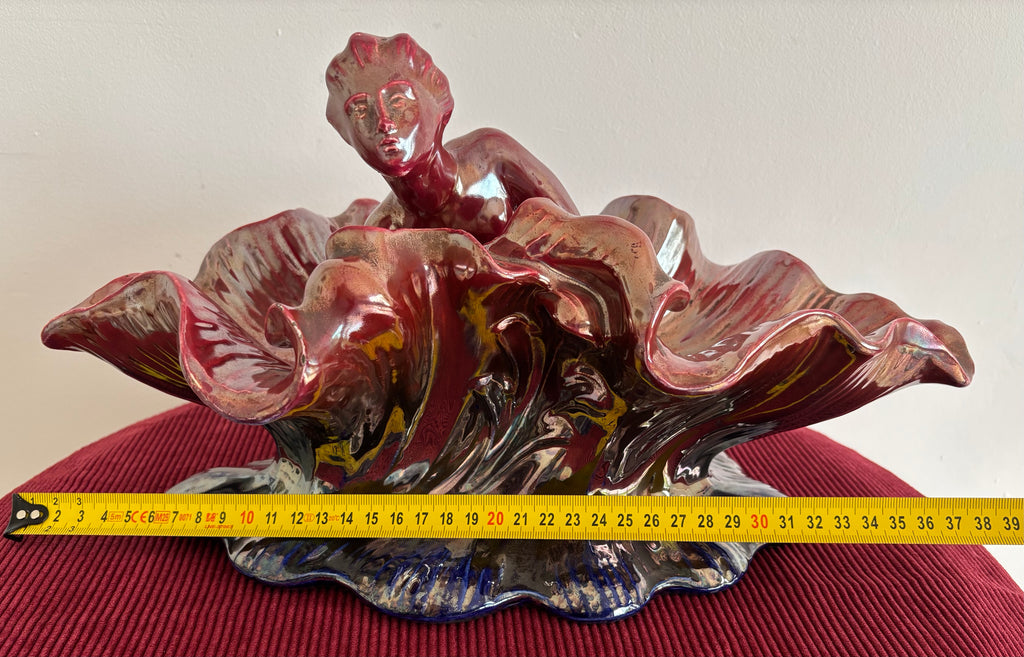 Coupe en céramique d’ art émaillée flammée. Vintage.