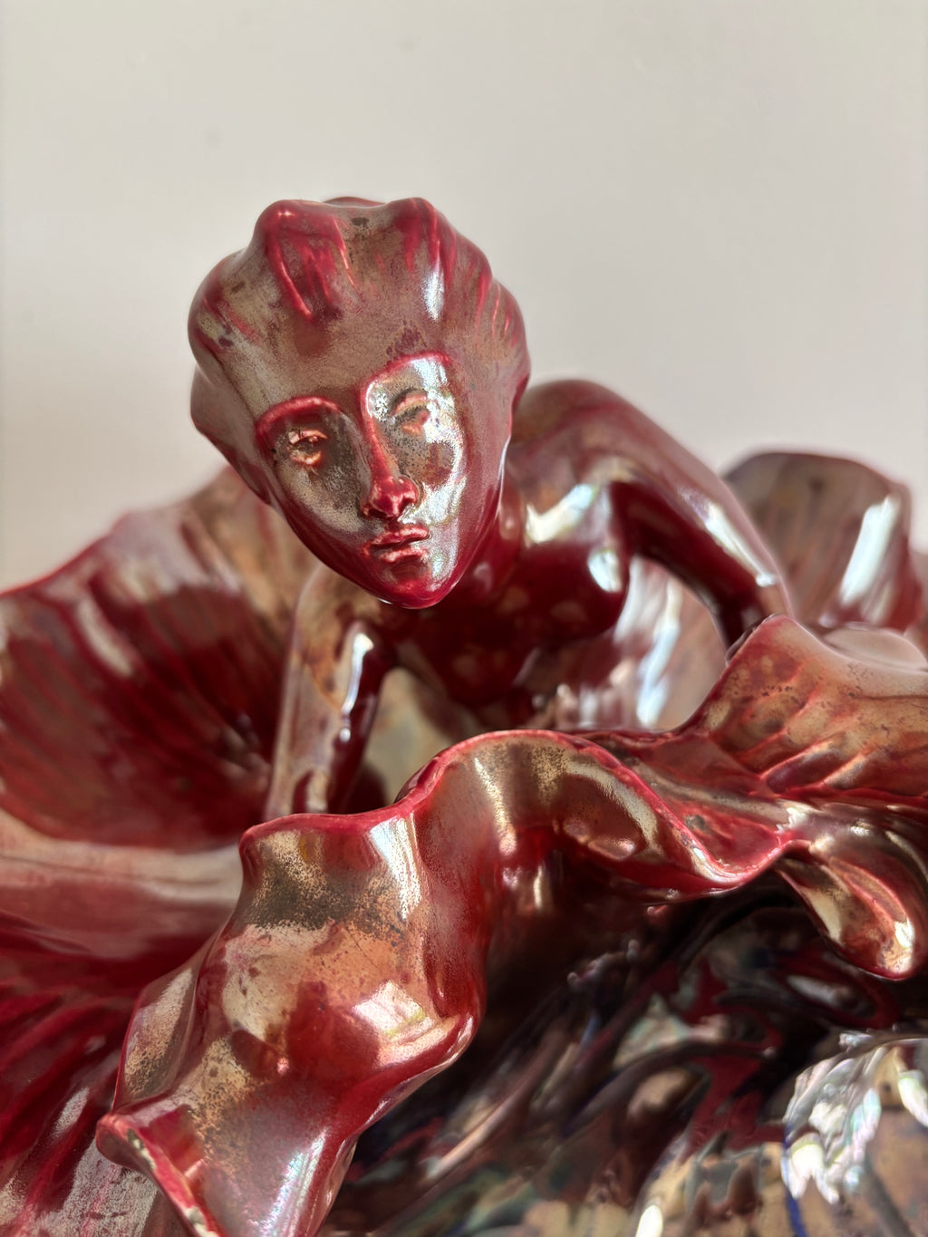 Coupe en céramique d’ art émaillée flammée. Vintage.