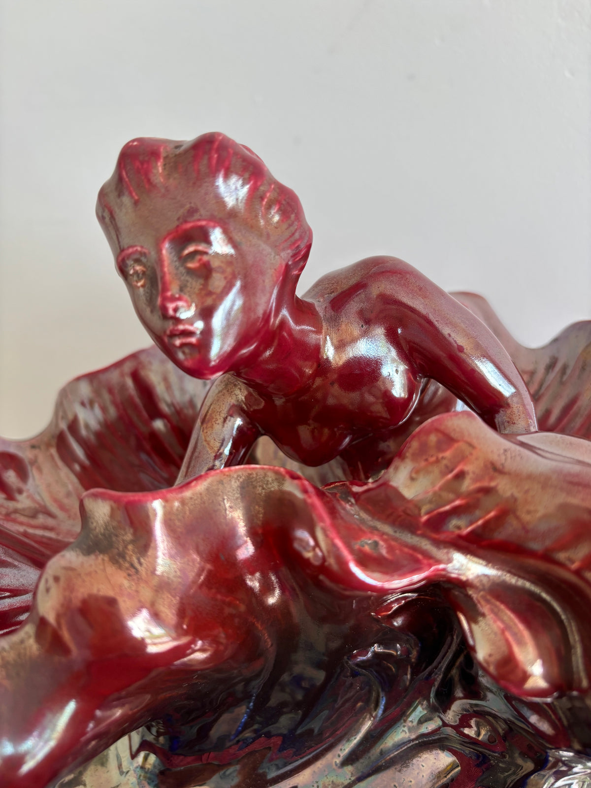 Coupe en céramique d’ art émaillée flammée. Vintage.