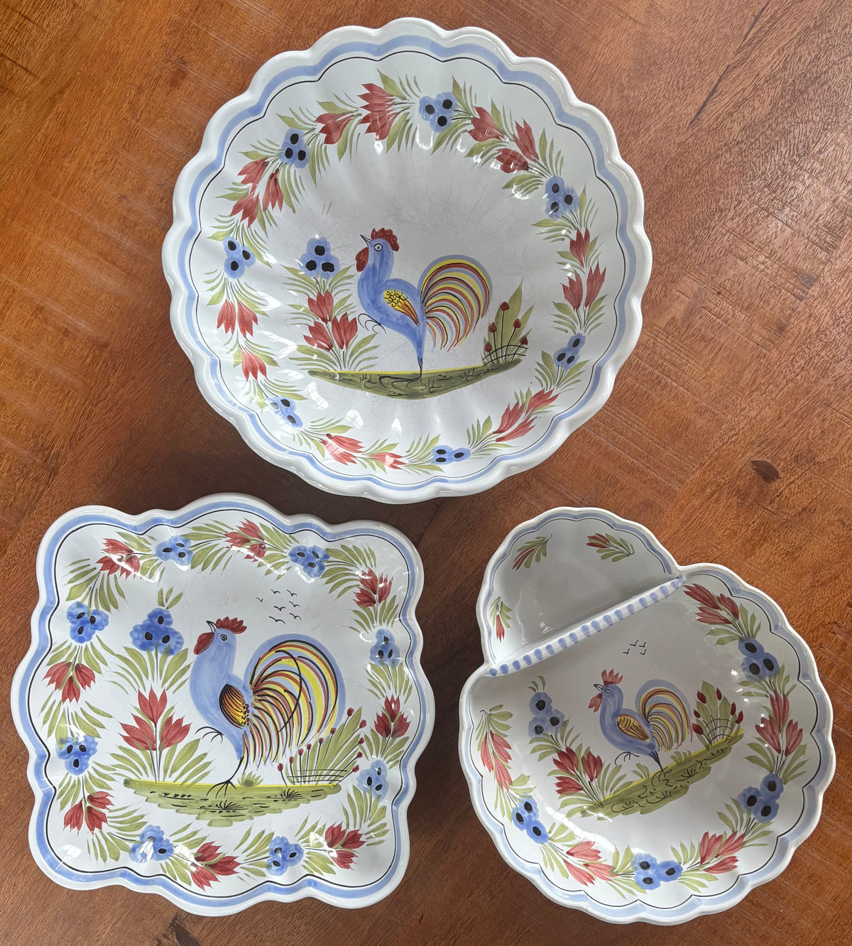 Lot de 3 plats en faïence de Quimper HB Henriot