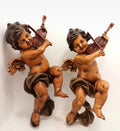 Paire de putti violonistes muraux, style baroque, années 1960-1970