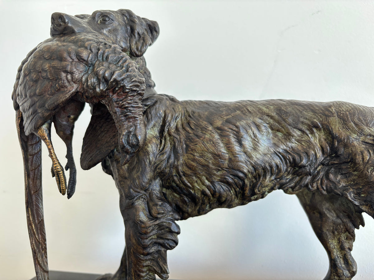 Sculpture « Chien Setter au faisan » d’après J. MOIGNIEZ