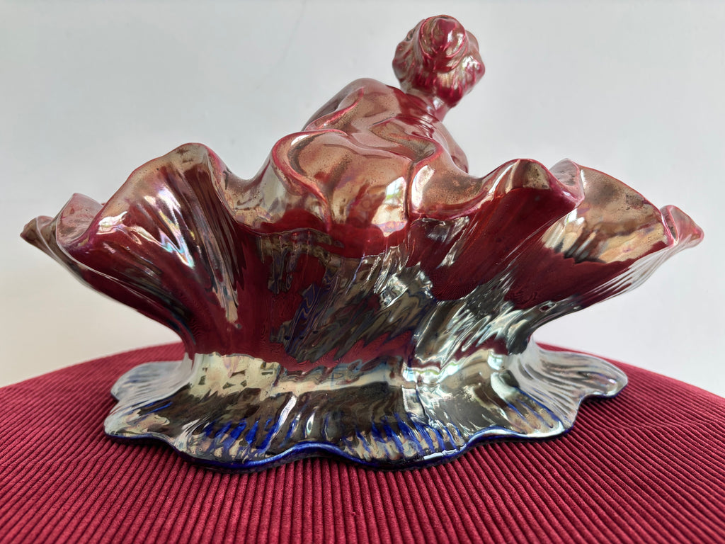 Coupe en céramique d’ art émaillée flammée. Vintage.