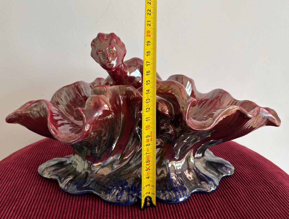 Coupe en céramique d’ art émaillée flammée. Vintage.