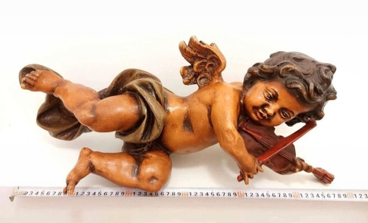 Paire de putti violonistes muraux, style baroque, années 1960-1970