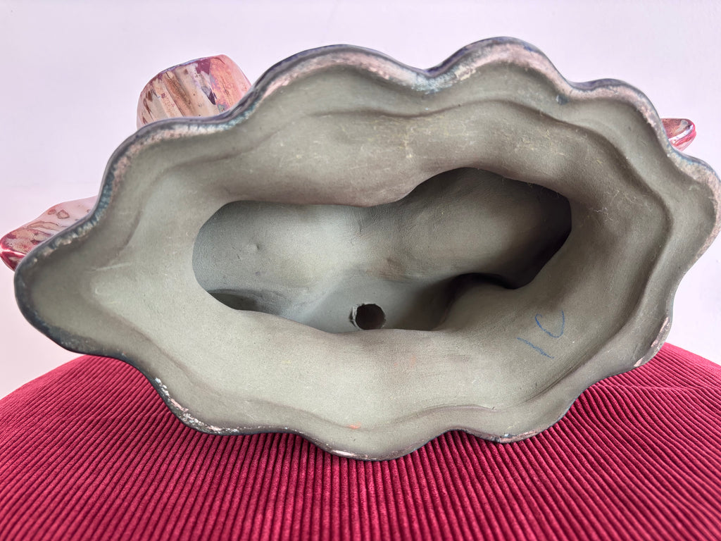 Coupe en céramique d’ art émaillée flammée. Vintage.