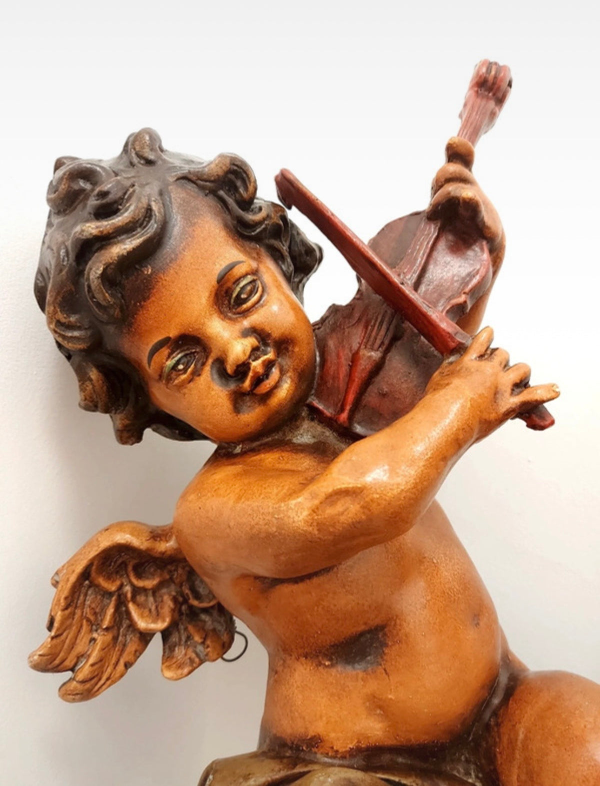 Paire de putti violonistes muraux, style baroque, années 1960-1970