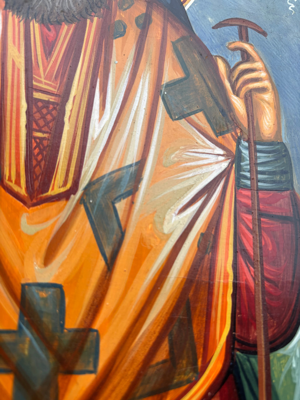 Icône orthodoxe de Saint George Karslidis. Peinte à la main, provenant du Saint Monastère de Timios Prodromos à Véroia - Grèce.