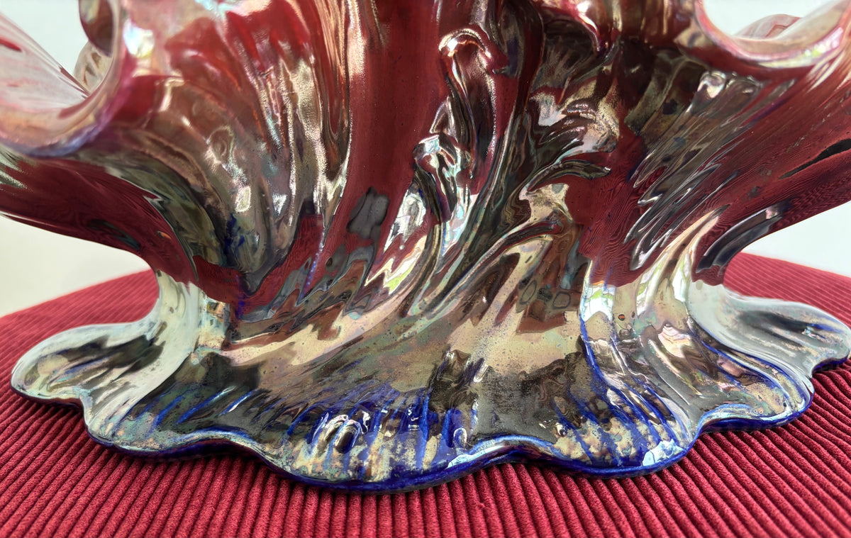Coupe en céramique d’ art émaillée flammée. Vintage.