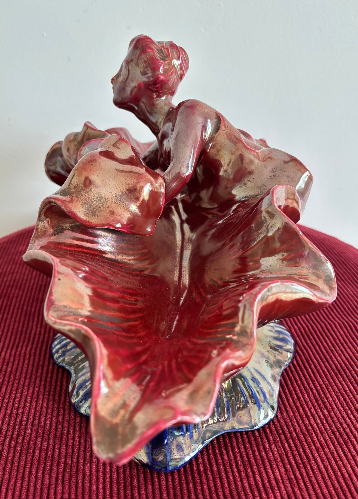 Coupe en céramique d’ art émaillée flammée. Vintage.